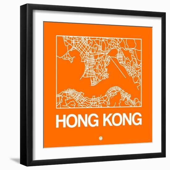 Orange Map of Hong Kong-NaxArt-Framed Art Print