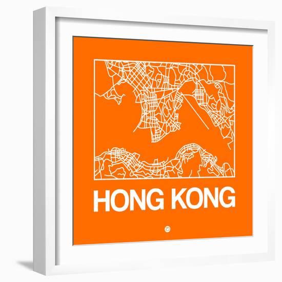 Orange Map of Hong Kong-NaxArt-Framed Art Print