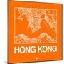 Orange Map of Hong Kong-NaxArt-Mounted Art Print