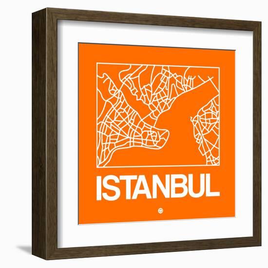 Orange Map of Istanbul-NaxArt-Framed Art Print