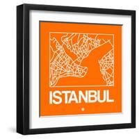 Orange Map of Istanbul-NaxArt-Framed Art Print