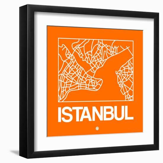 Orange Map of Istanbul-NaxArt-Framed Art Print