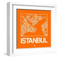 Orange Map of Istanbul-NaxArt-Framed Art Print