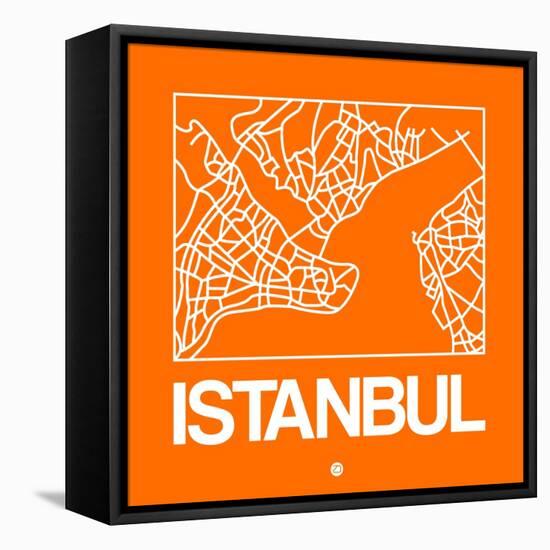 Orange Map of Istanbul-NaxArt-Framed Stretched Canvas