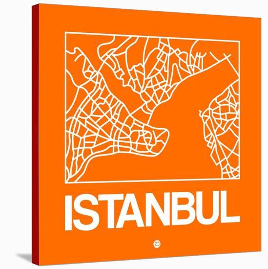 Orange Map of Istanbul-NaxArt-Stretched Canvas