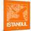 Orange Map of Istanbul-NaxArt-Mounted Art Print