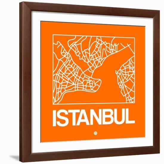 Orange Map of Istanbul-NaxArt-Framed Art Print