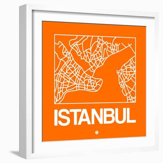 Orange Map of Istanbul-NaxArt-Framed Art Print