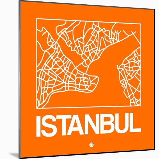 Orange Map of Istanbul-NaxArt-Mounted Art Print