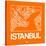 Orange Map of Istanbul-NaxArt-Stretched Canvas