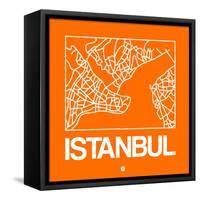 Orange Map of Istanbul-NaxArt-Framed Stretched Canvas