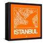 Orange Map of Istanbul-NaxArt-Framed Stretched Canvas