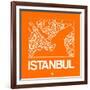 Orange Map of Istanbul-NaxArt-Framed Art Print