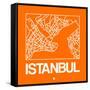 Orange Map of Istanbul-NaxArt-Framed Stretched Canvas