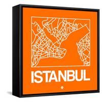 Orange Map of Istanbul-NaxArt-Framed Stretched Canvas