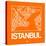 Orange Map of Istanbul-NaxArt-Stretched Canvas