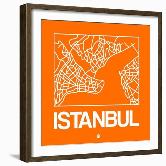 Orange Map of Istanbul-NaxArt-Framed Premium Giclee Print