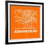 Orange Map of Johannesburg-NaxArt-Framed Art Print