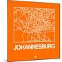 Orange Map of Johannesburg-NaxArt-Mounted Art Print