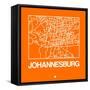 Orange Map of Johannesburg-NaxArt-Framed Stretched Canvas