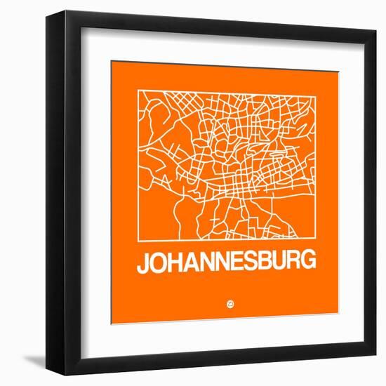 Orange Map of Johannesburg-NaxArt-Framed Art Print