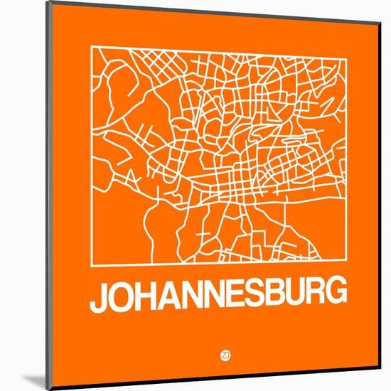 Orange Map of Johannesburg-NaxArt-Mounted Art Print