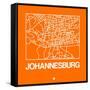 Orange Map of Johannesburg-NaxArt-Framed Stretched Canvas