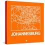 Orange Map of Johannesburg-NaxArt-Stretched Canvas