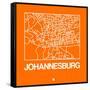 Orange Map of Johannesburg-NaxArt-Framed Stretched Canvas