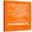 Orange Map of Johannesburg-NaxArt-Stretched Canvas