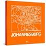 Orange Map of Johannesburg-NaxArt-Stretched Canvas