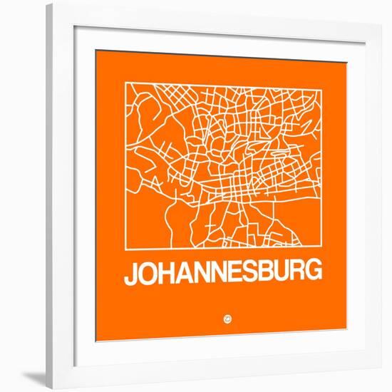 Orange Map of Johannesburg-NaxArt-Framed Art Print