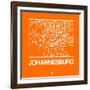 Orange Map of Johannesburg-NaxArt-Framed Art Print