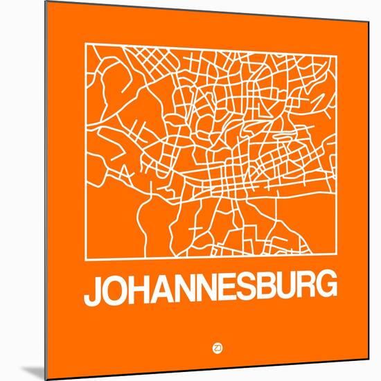 Orange Map of Johannesburg-NaxArt-Mounted Art Print