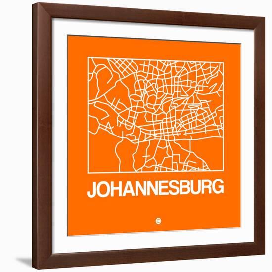 Orange Map of Johannesburg-NaxArt-Framed Art Print