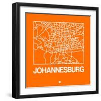 Orange Map of Johannesburg-NaxArt-Framed Art Print