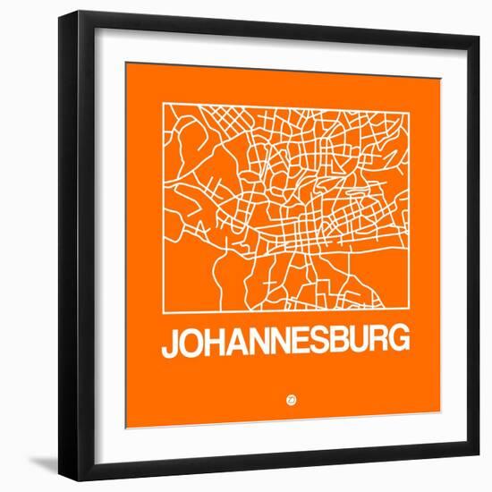 Orange Map of Johannesburg-NaxArt-Framed Art Print