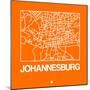 Orange Map of Johannesburg-NaxArt-Mounted Art Print