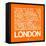 Orange Map of London-NaxArt-Framed Stretched Canvas