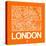 Orange Map of London-NaxArt-Stretched Canvas