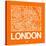Orange Map of London-NaxArt-Stretched Canvas