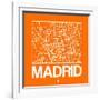 Orange Map of Madrid-NaxArt-Framed Art Print