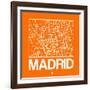 Orange Map of Madrid-NaxArt-Framed Art Print