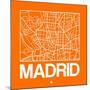 Orange Map of Madrid-NaxArt-Mounted Art Print