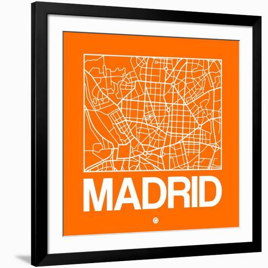 Orange Map of Madrid-NaxArt-Framed Art Print