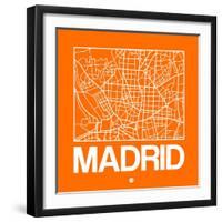 Orange Map of Madrid-NaxArt-Framed Art Print