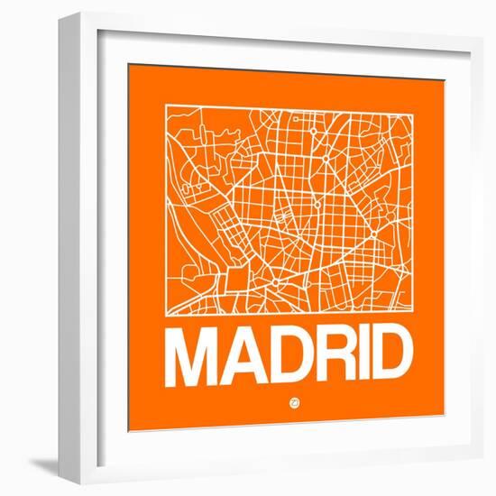 Orange Map of Madrid-NaxArt-Framed Art Print