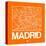 Orange Map of Madrid-NaxArt-Stretched Canvas