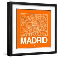 Orange Map of Madrid-NaxArt-Framed Art Print