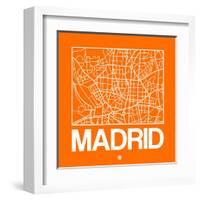 Orange Map of Madrid-NaxArt-Framed Art Print